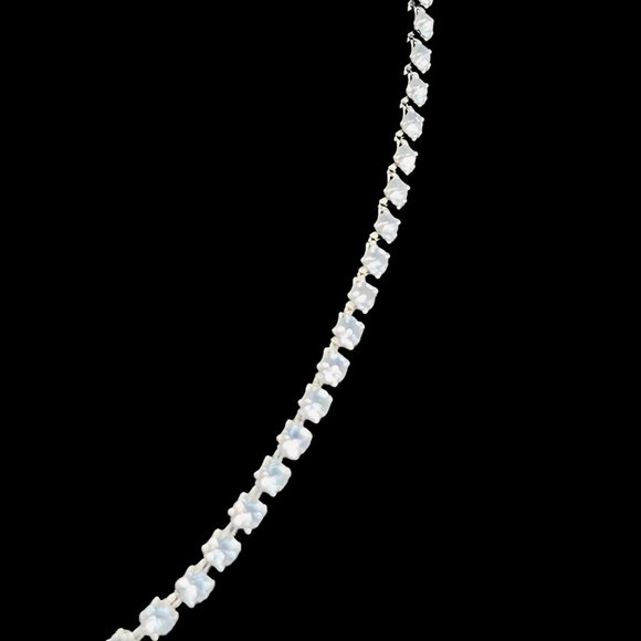 Silver Tone And Blue Rhinestone Choker Necklace (4869) - Picture 5 of 7